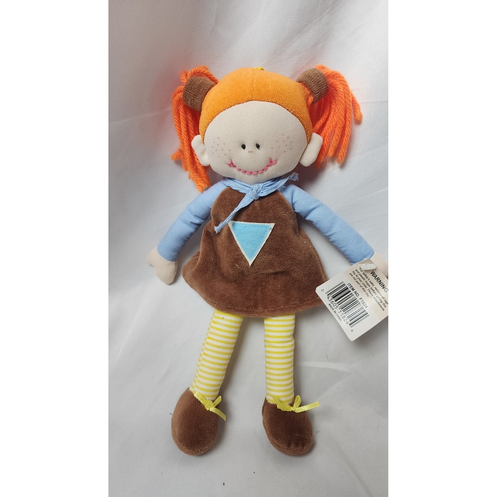 Well Made Toy Corp Plush Rag Doll Orange Yarn Hair Striped Leggings NWT F1824